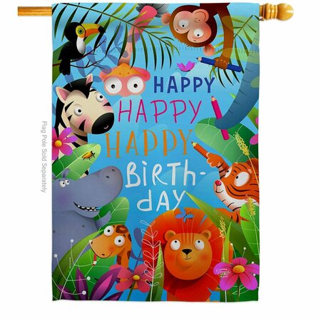 CUADRILATERO 28 x 40 in. Let Gather Birthday Celebration Vertical House Flag with Double-Sided Banner Garden CU3907305